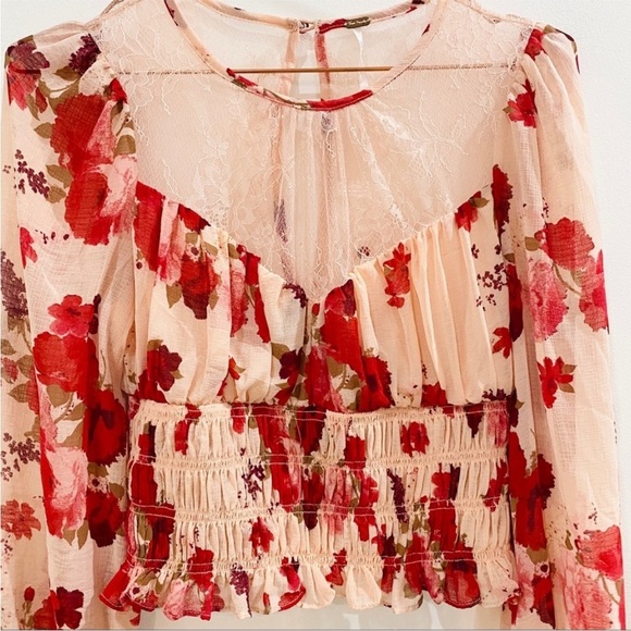 Free People red and pink lace top - Picture 9 of 15
